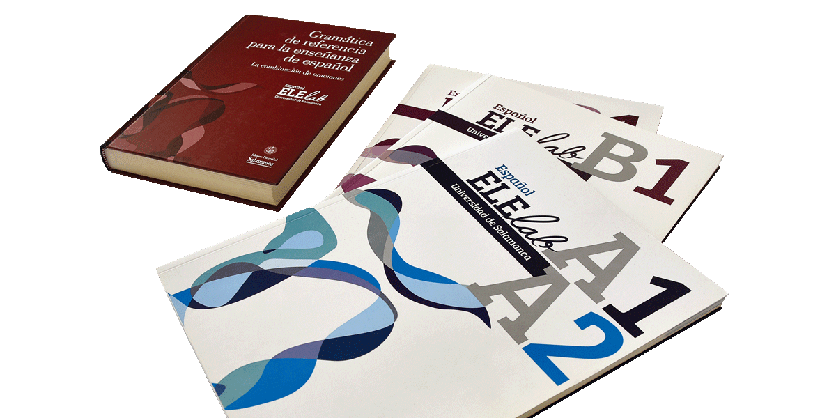 Portada manuales «Español ELElab» A1-A2 y B1 | «Gramática de referencia para la enseñanza del español». Universidad de Salamanca